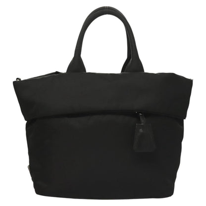Prada Convertible Double Tote Tessuto, BLACK, NYLON, Handbag