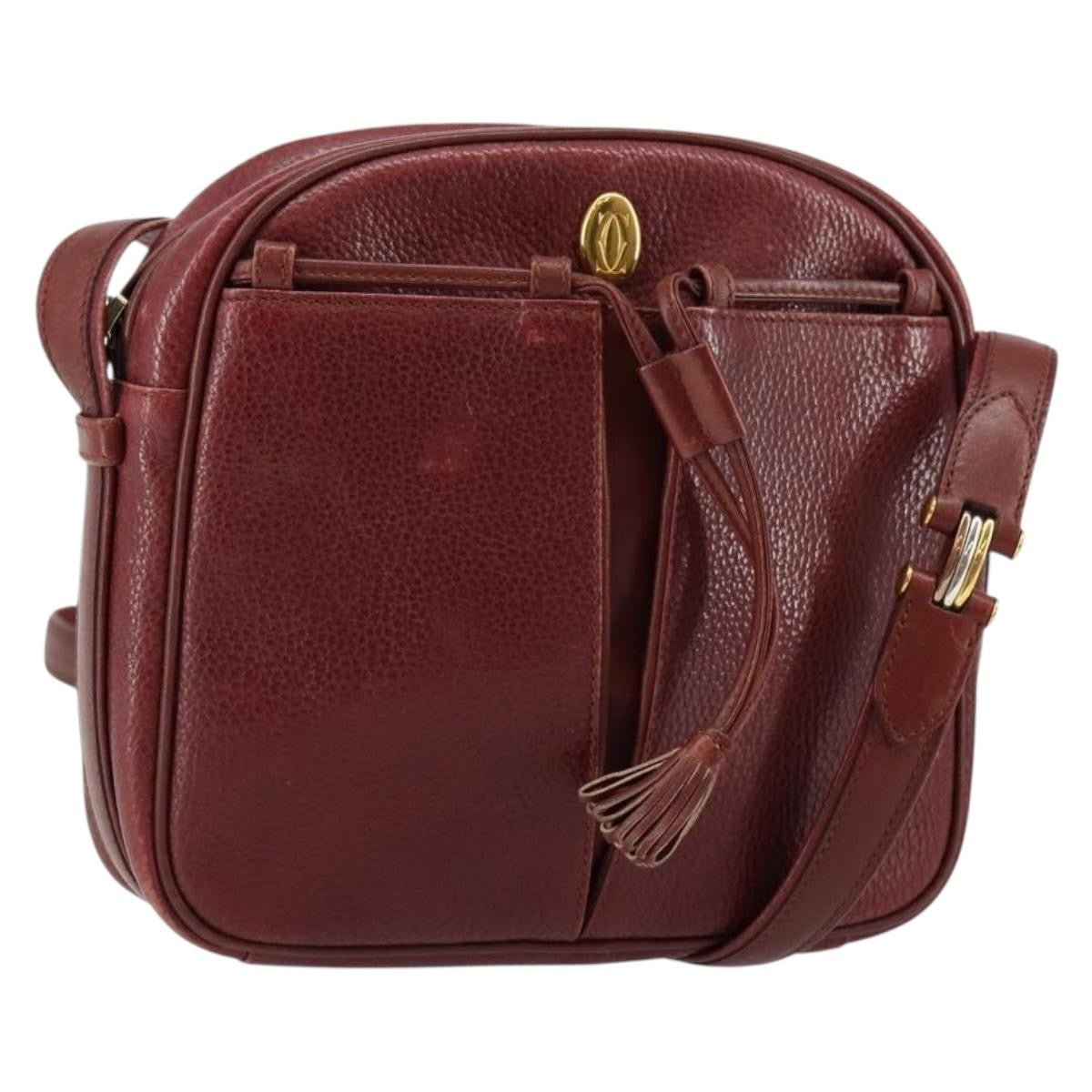 cartier Tasseled Must de Cartier Crossbody Bag Leather, BURGUNDY, LEATHER, Shoulder bag
