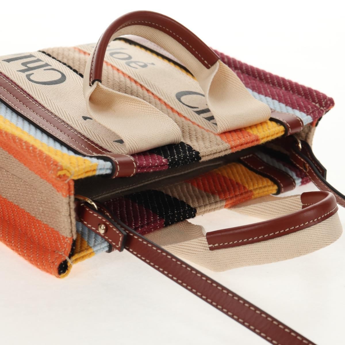 Chloe Woody Tote Canvas with Leather, MULTICOLOUR, CANVAS, Tote bag