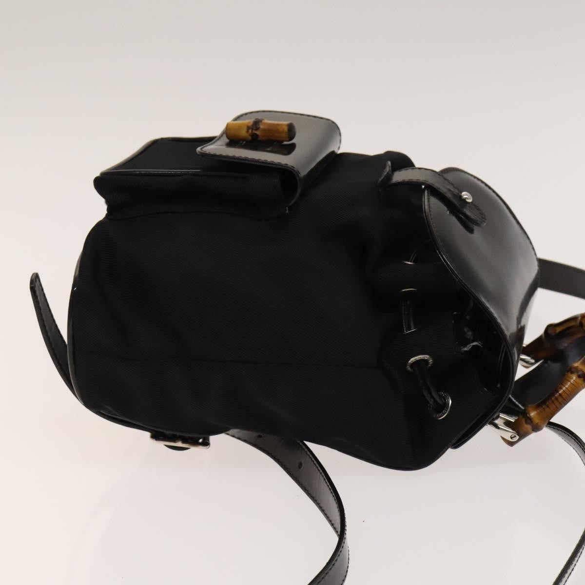 Gucci Vintage Bamboo Backpack Canvas and Leather, BLACK, CANVAS, Backpack
