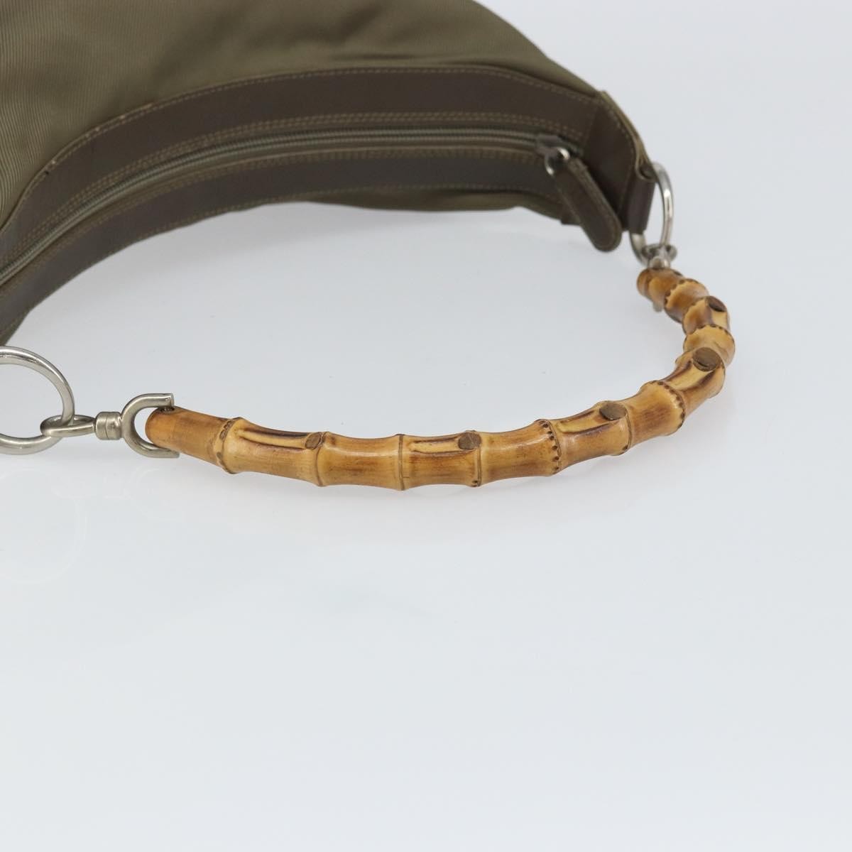 Gucci Vintage Bamboo Shoulder Bag Nylon, KHAKI, NYLON, Shoulder bag