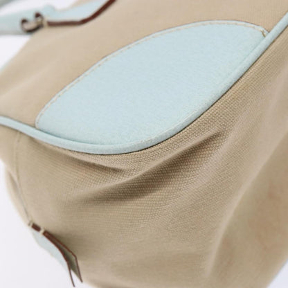 Prada Bauletto Bag Canvas with Leather, BEIGE, CANVAS, Handbag