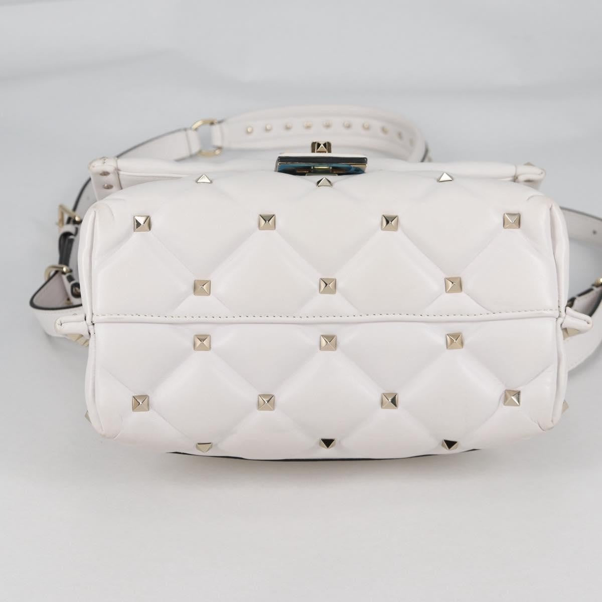 Valentino Garavani VLTN Candystud Top Handle Bag Printed Leather, WHITE, LEATHER, Handbag