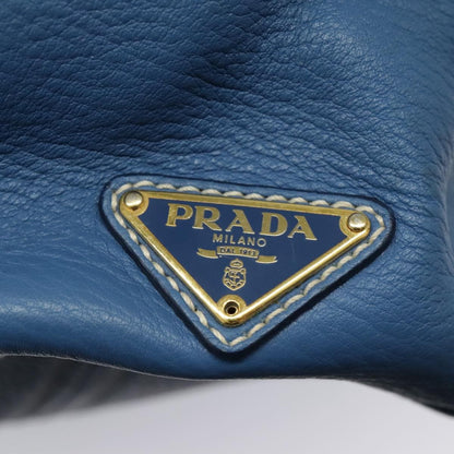 Prada Front Pocket Tote Vitello Daino, BLUE, LEATHER, Tote bag