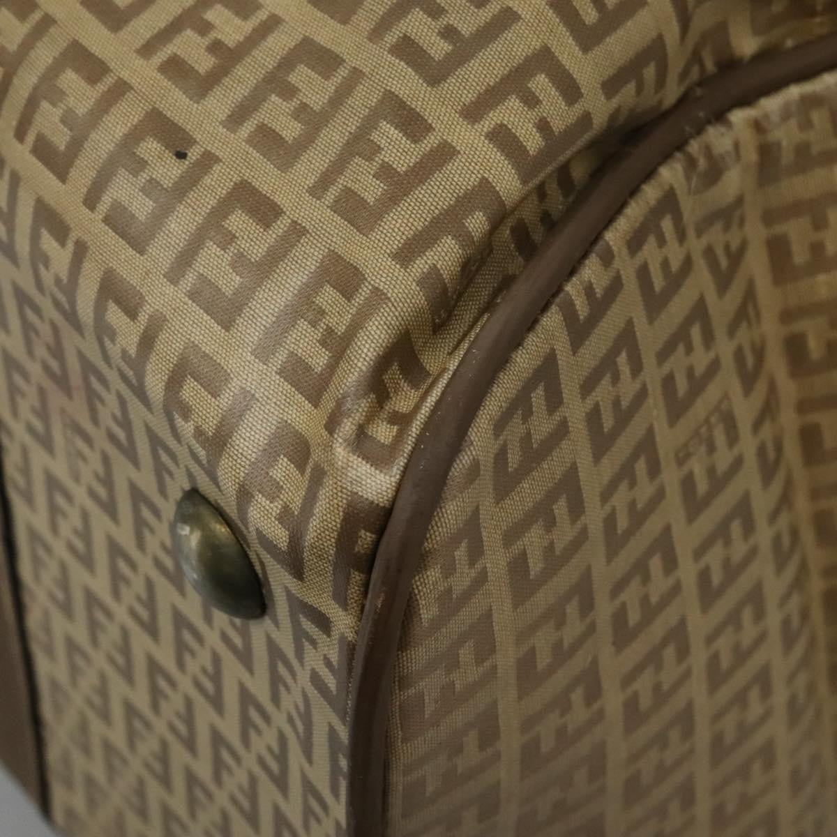 Fendi Boston Zucchino Coated Canvas, BEIGE, CANVAS, Travel bag