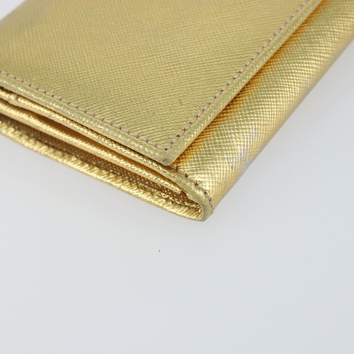 Prada Continental Wallet Saffiano Leather, GOLD, LEATHER, Wallets