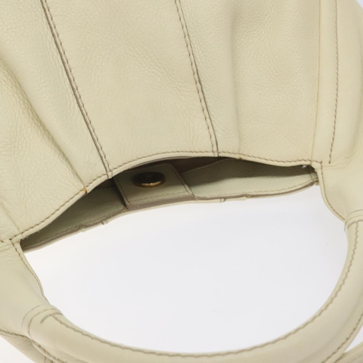 Salvatore Ferragamo Gancini Hobo Stitched Leather, WHITE, LEATHER, Handbag