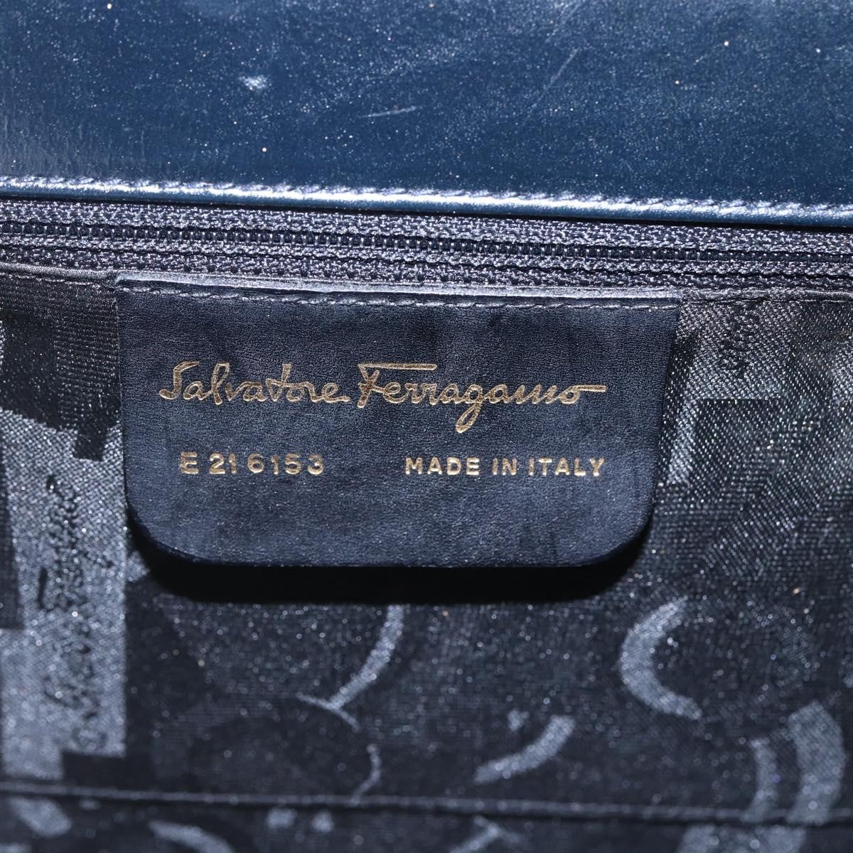 Salvatore Ferragamo Gancini Shoulder Bag Leather, NAVY, LEATHER, Shoulder bag