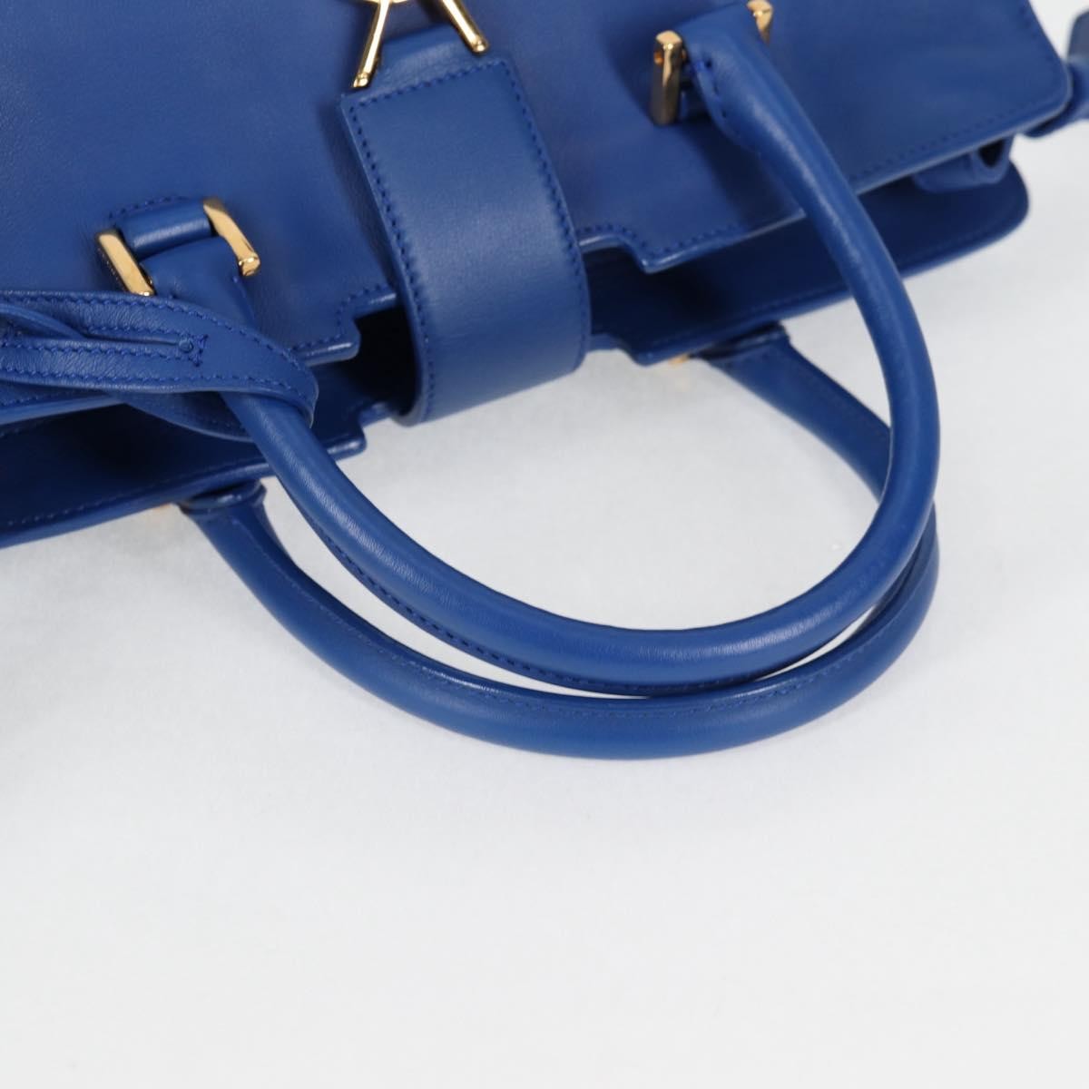 Saint Laurent Monogram Cabas Leather, BLUE, LEATHER, Handbag