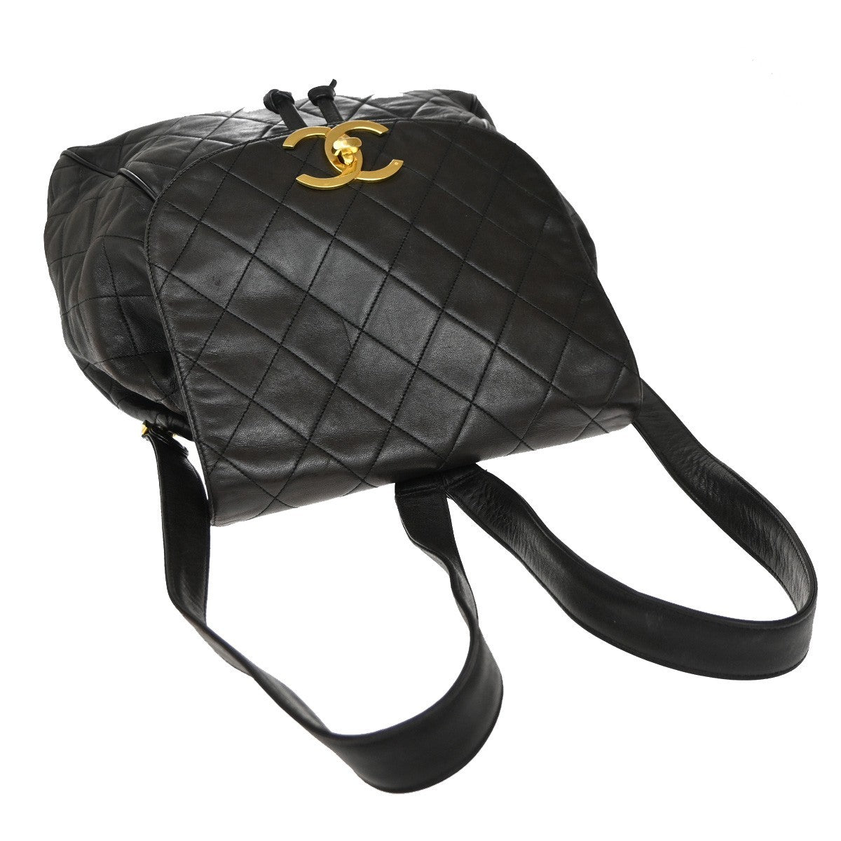 Chanel Vintage CC Flap Backpack Leather, BROWN, LEATHER, Backpack