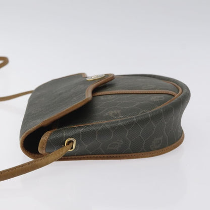 Christian Dior Vintage Honeycomb Flap Crossbody Bag Coated Canvas, GRAY, CANVAS, Crossbody bag