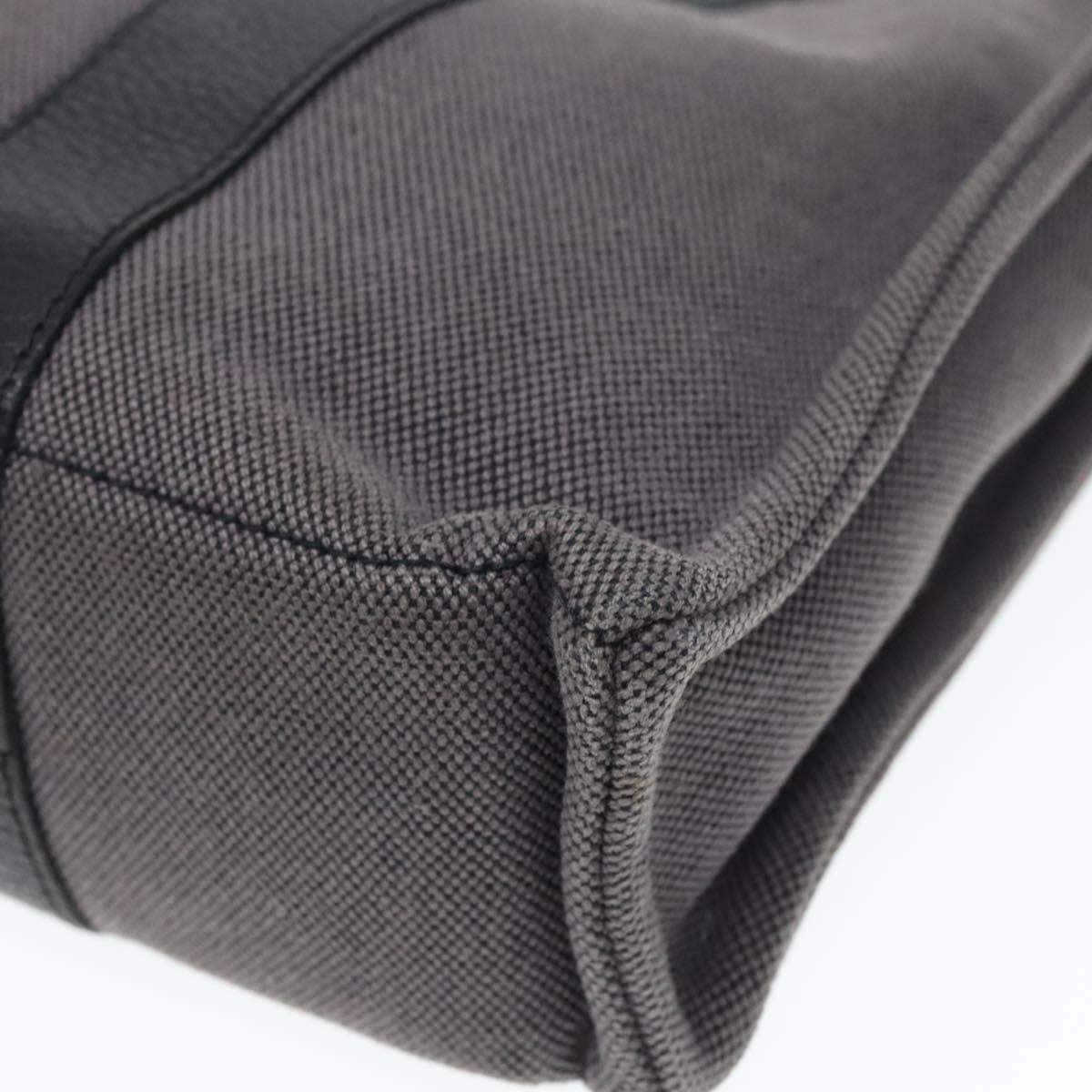 Hermes Sac Harnais Tote Toile and Leather, GRAY, CANVAS, Tote bag