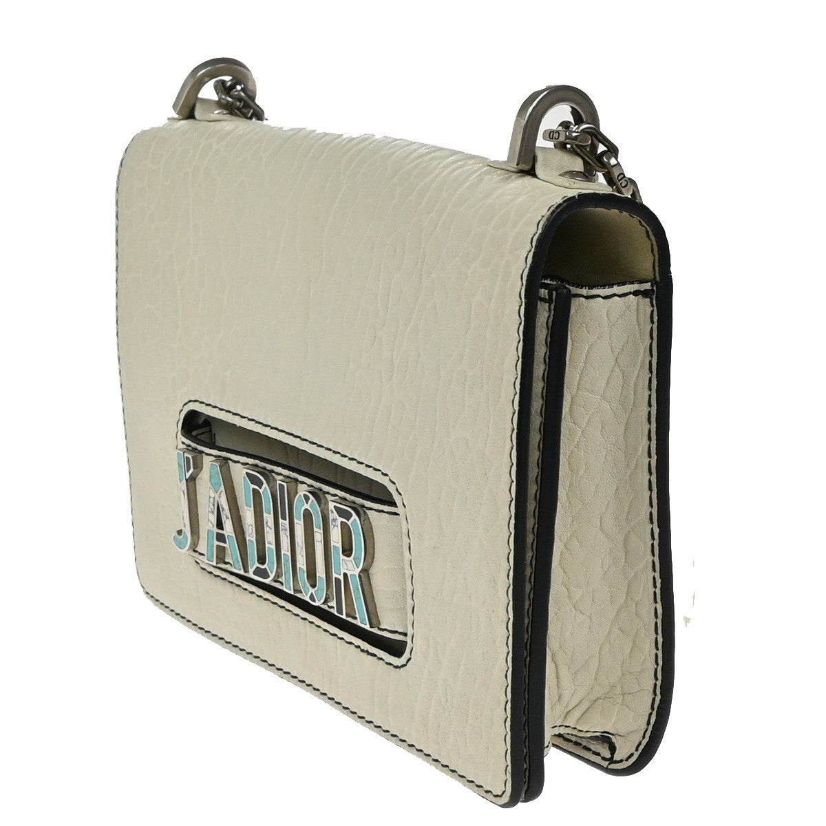 Christian Dior J'Adior Flap Bag Canyon Grained Lambskin with Mosaic Detail, White, Leather, Shoulder Bag