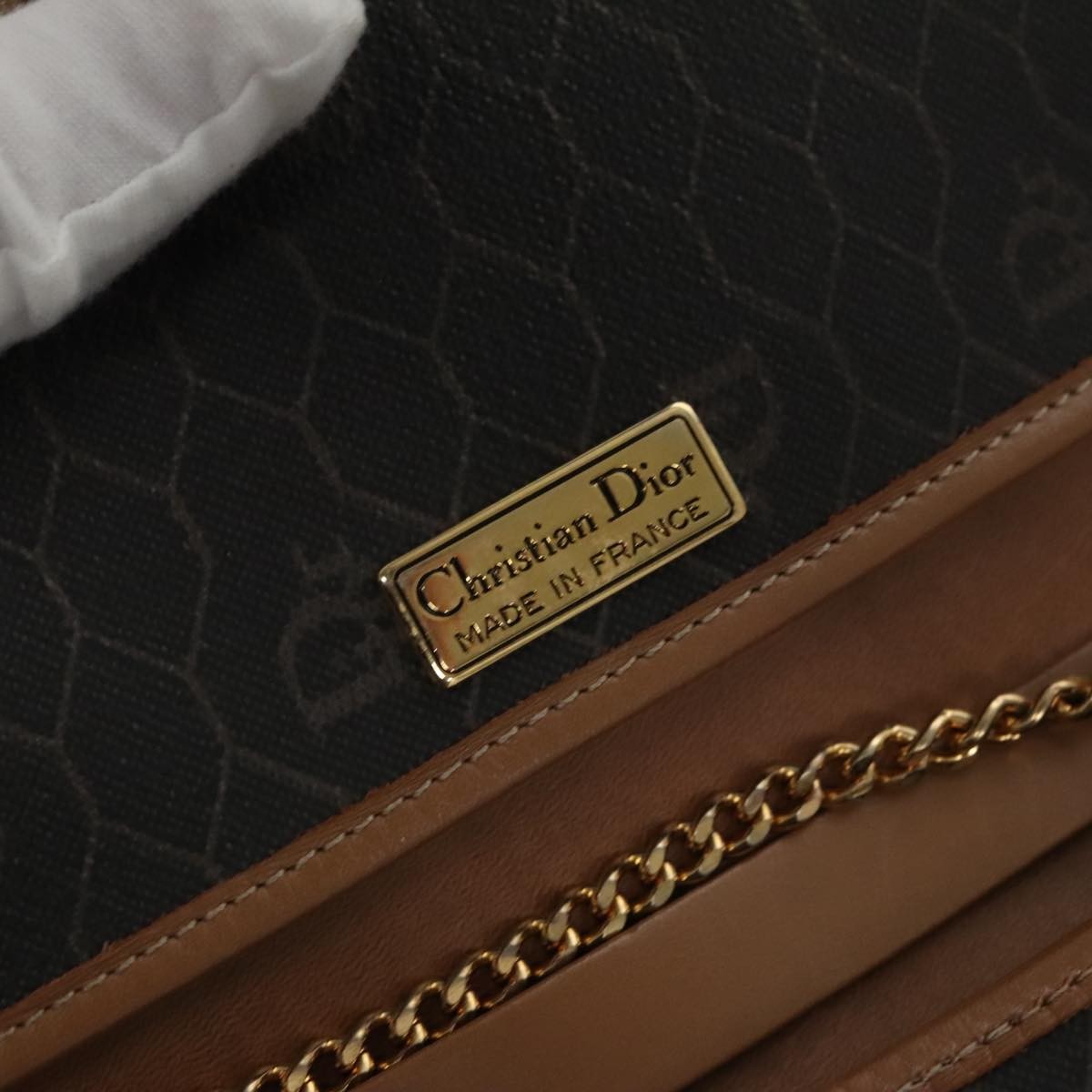 Christian Dior Vintage Honeycomb chain Canvas, BLACK, CANVAS, Shoulder bag