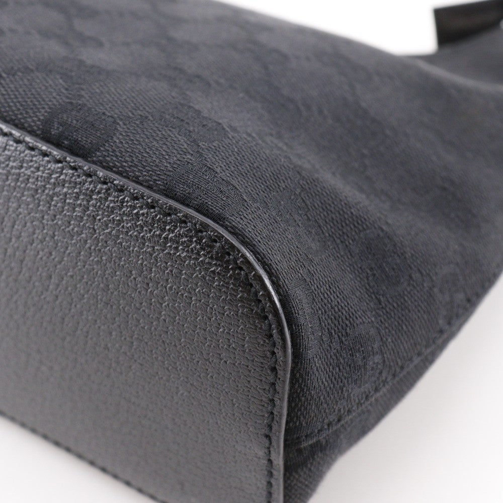 Gucci Ring Handle Zip Hobo GG Canvas, BLACK, CANVAS, Shoulder bag