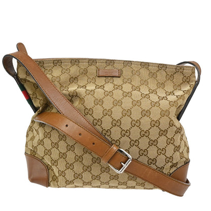 Gucci Web Loop Shoulder Bag GG Canvas, BROWN, CANVAS, Shoulder bag
