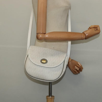 Christian Dior Vintage Honeycomb Flap Crossbody Bag Coated Canvas, WHITE, CANVAS, Crossbody bag