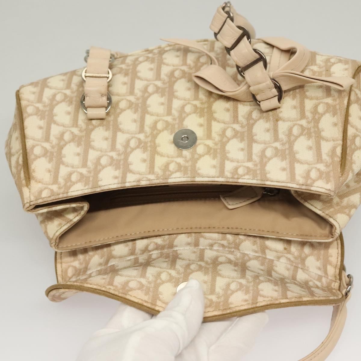 Christian Dior Vintage Trotter Romantique Flap Bag Diorissimo Coated Canvas, BEIGE, CANVAS, Handbag