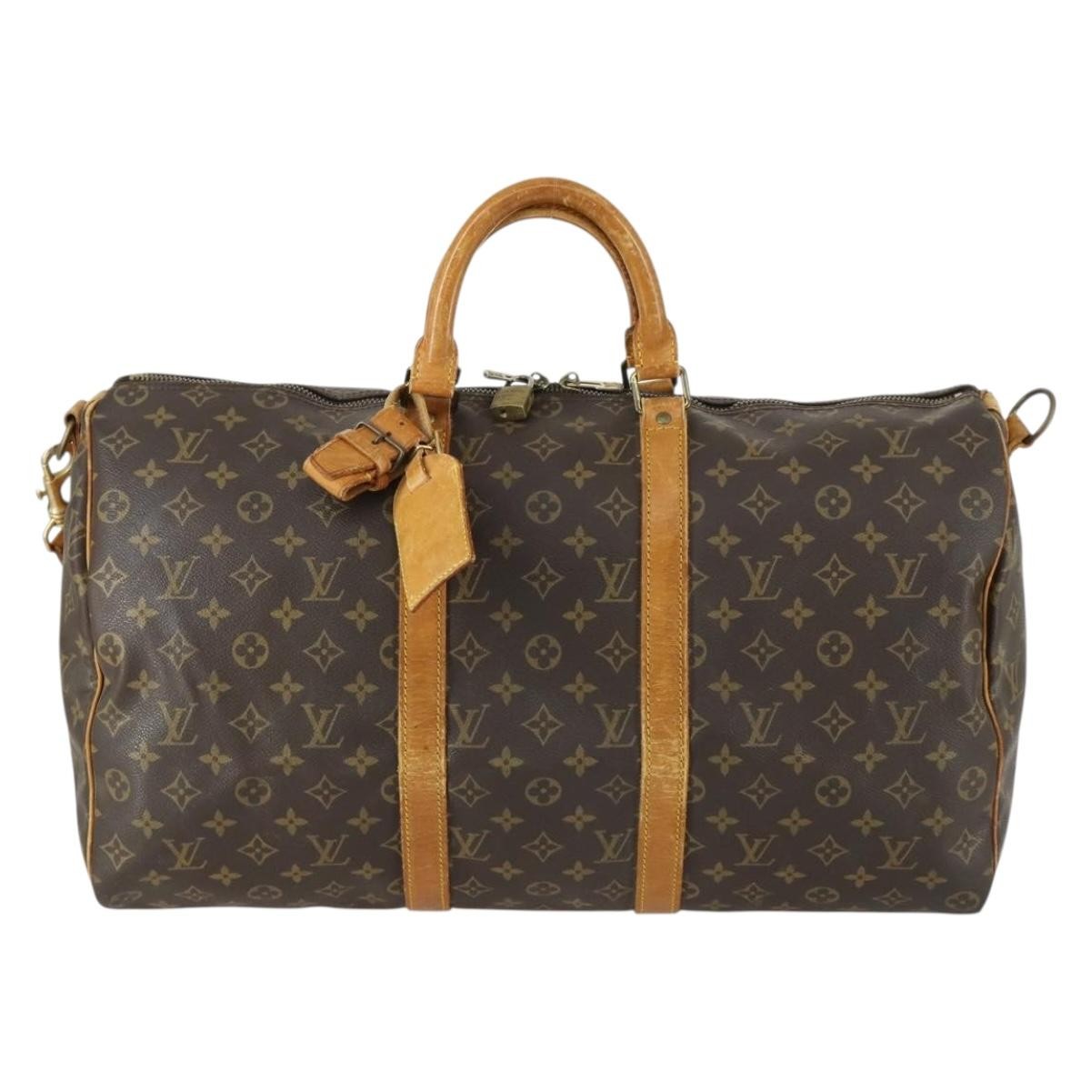 Louis Vuitton Keepall Bandouliere Bag Monogram Canvas, BROWN, CANVAS, Travel bag