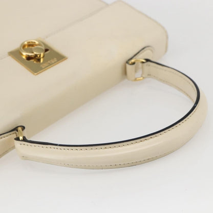 Celine Vintage Logo Top Handle Bag Leather, WHITE, LEATHER, Handbag