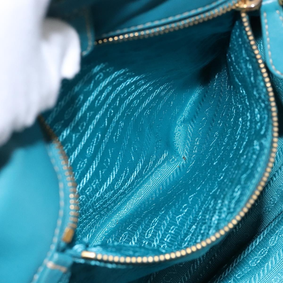 Prada Logo Bow Tote Tessuto with Leather, TURQUOISE, NYLON, Tote bag