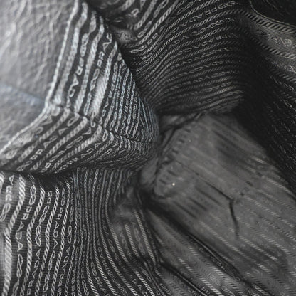 Prada Embossed Logo Convertible Open Tote Vitello Daino, BLACK, LEATHER, Tote bag