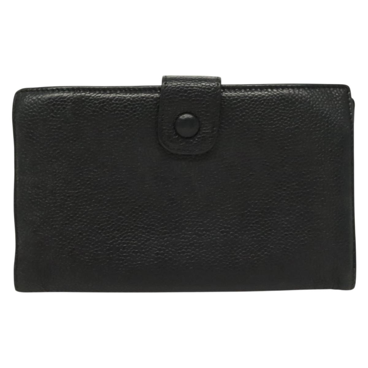 Chanel Vintage CC Bifold Wallet Leather, BLACK, LEATHER, Wallets