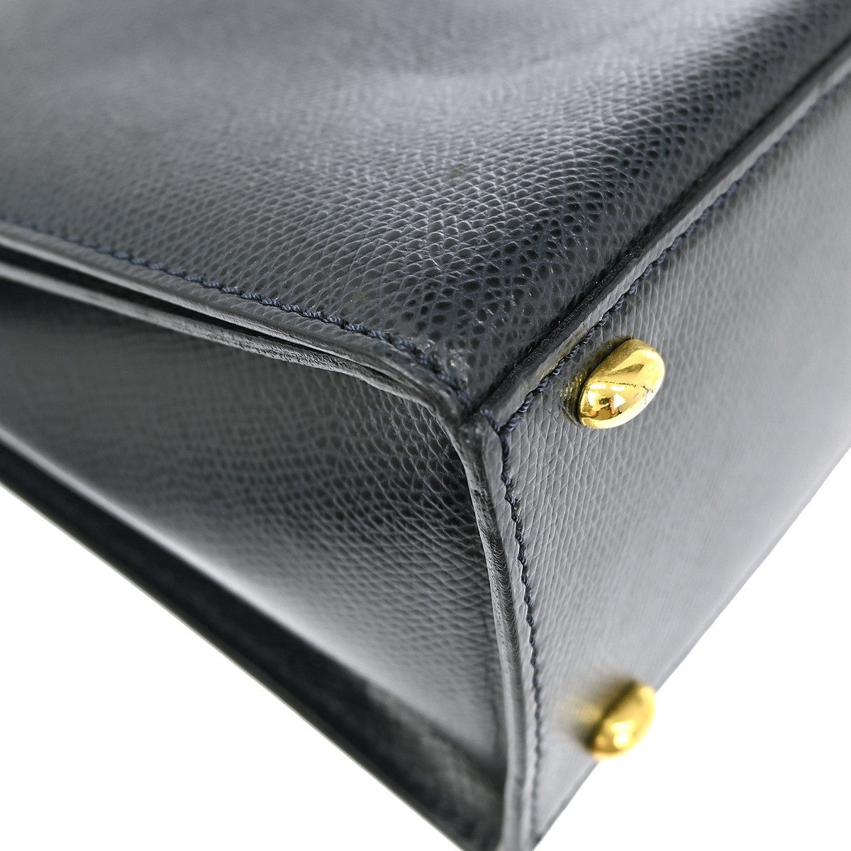 Celine Vintage turn lock shoulder bag Leather, NAVY, LEATHER, Handbag