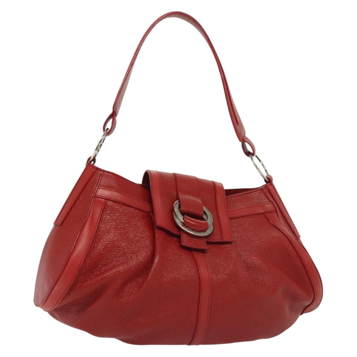 Bvlgari Chandra Top Handle Bag Leather, RED, LEATHER, Shoulder bag