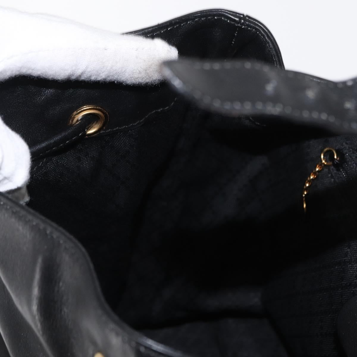 Gucci Vintage Bamboo Backpack Leather, BLACK, LEATHER, Backpack