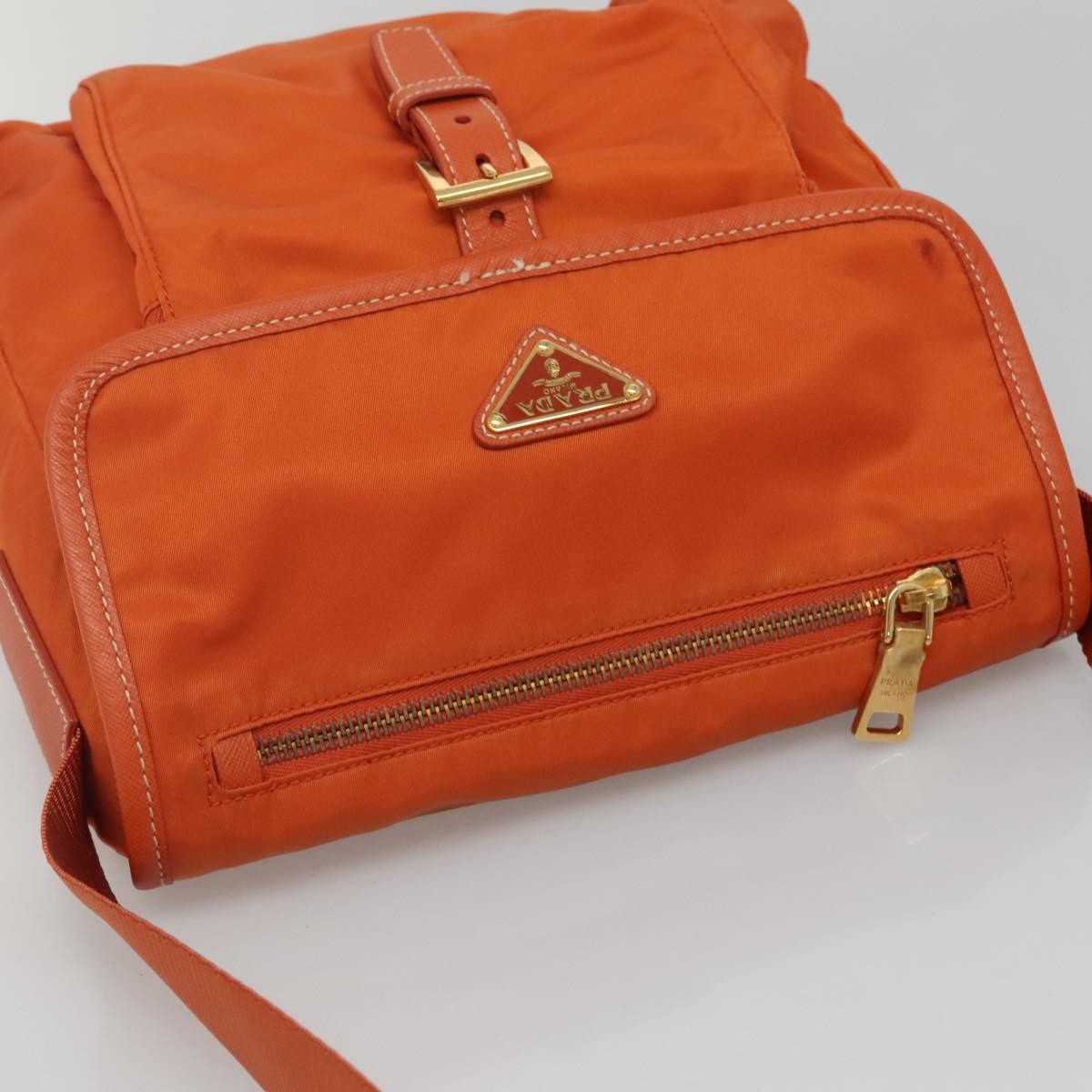 Prada Buckle Messenger Bag Tessuto, ORANGE, NYLON, Crossbody bag