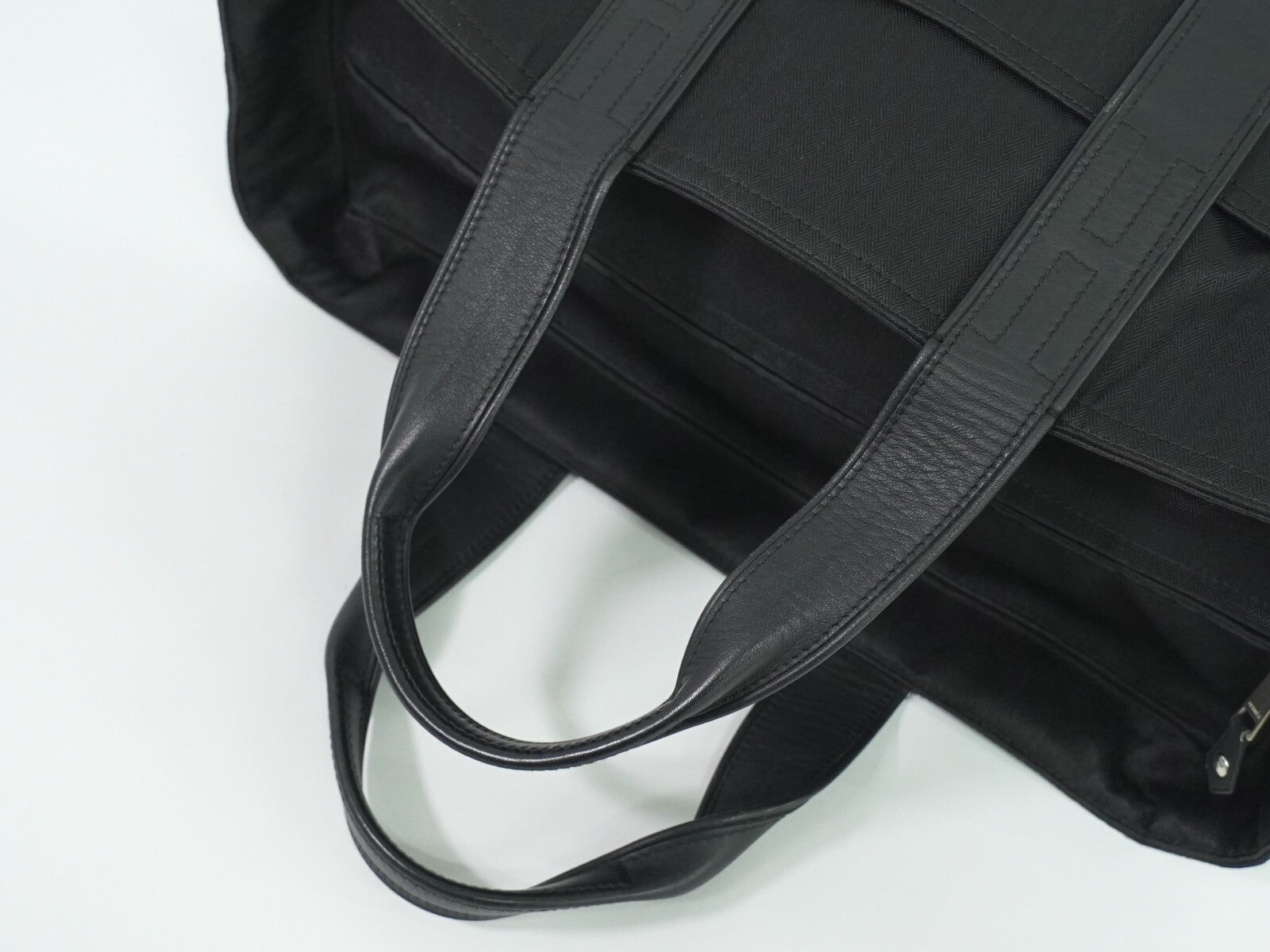 Hermes Acapulco Tote Toile and Leather, BLACK, CANVAS, Tote bag