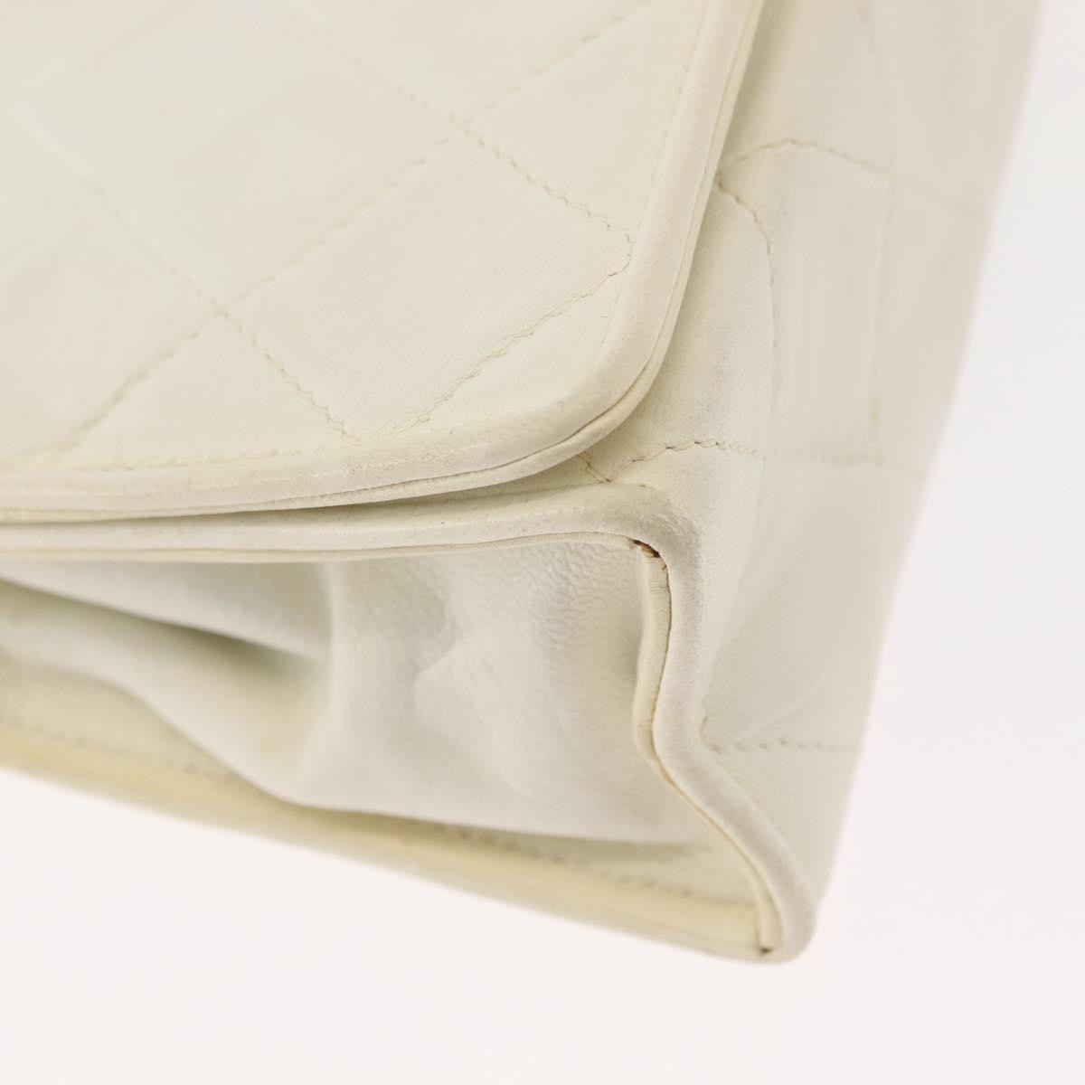 Chanel Full Flap Wallet on Chain Quilted Lambskin, WHITE, LEATHER, Clutche & pouche