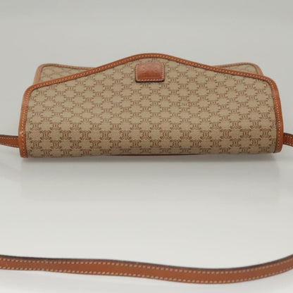 Celine Vintage Macadam Shoulder Bag Canvas and Leather, BEIGE, CANVAS, Shoulder bag