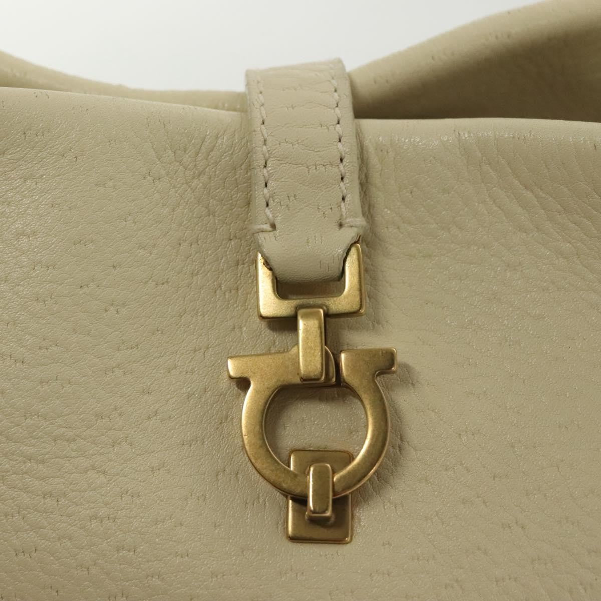 Salvatore Ferragamo Gancini Shoulder Bag Leather, WHITE, LEATHER, Shoulder bag