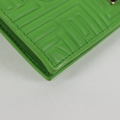Fendi Wallet on Chain Logo Embossed Leather, GREEN, LEATHER, Wallets