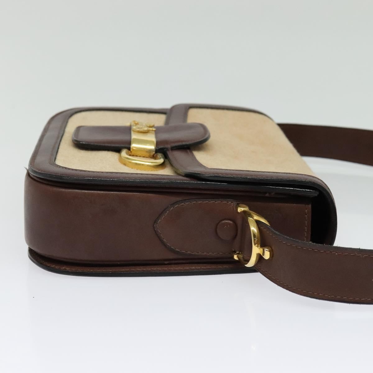 Celine Horse Carriage Shoulder bag Canvas and Leather, BEIGE, CANVAS, Shoulder bag