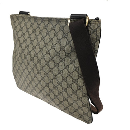 Gucci Zip Top Messenger Bag GG Coated Canvas, BROWN, CANVAS, Shoulder bag
