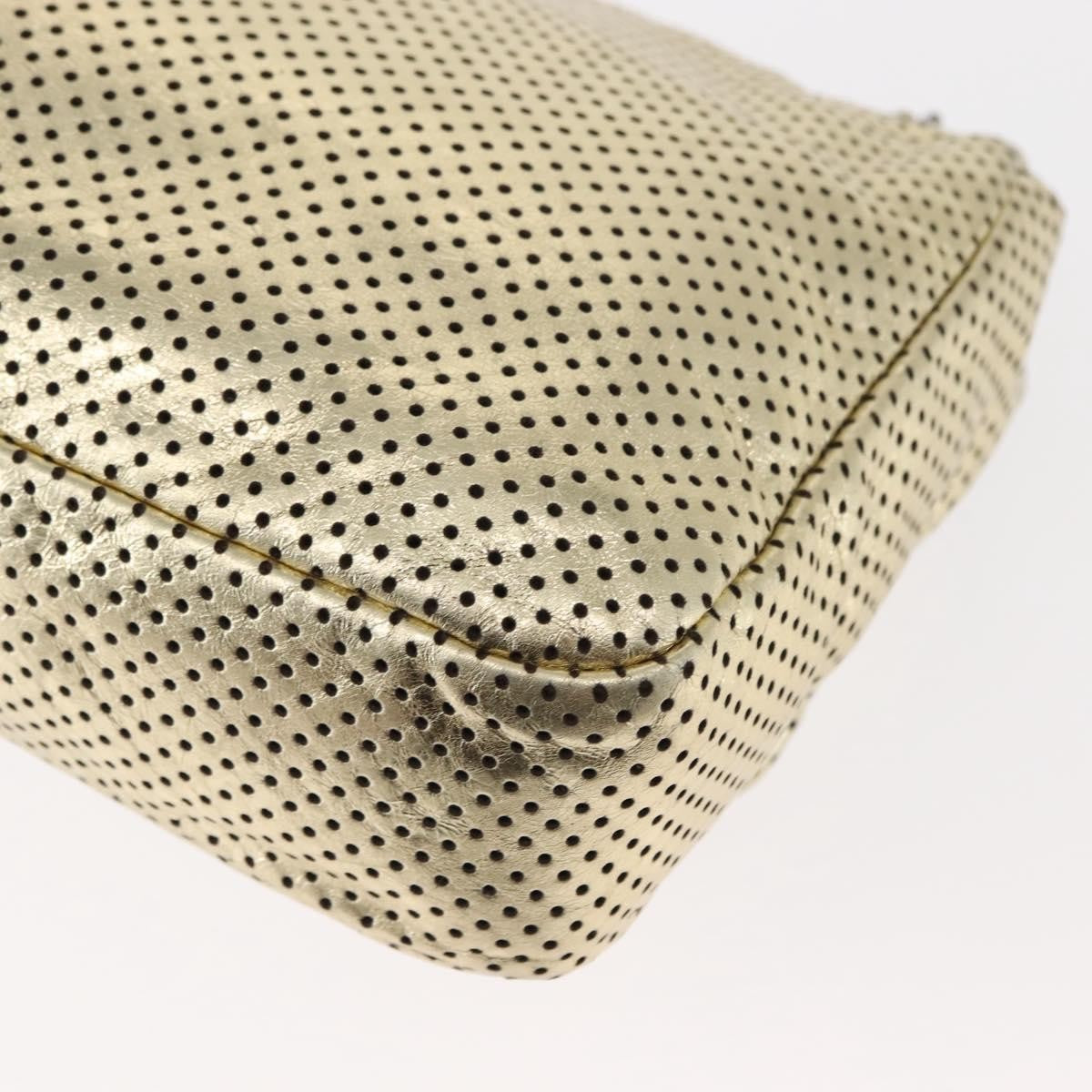 Chanel Drill Flap Bag Perforated Leather, GOLD, LEATHER, Handbag