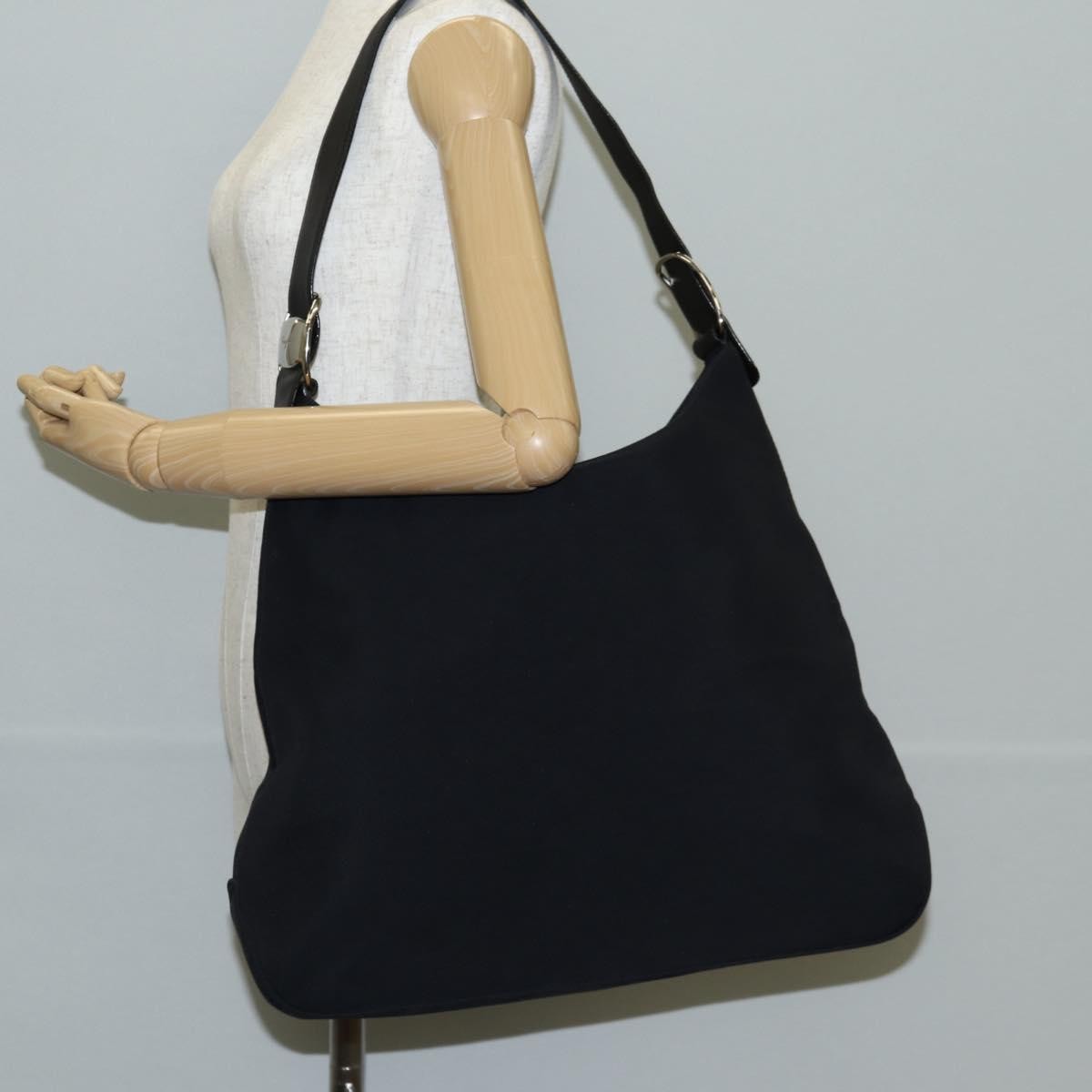 Salvatore Ferragamo Vala Shoulder Bag Nylon, BLACK, NYLON, Shoulder bag