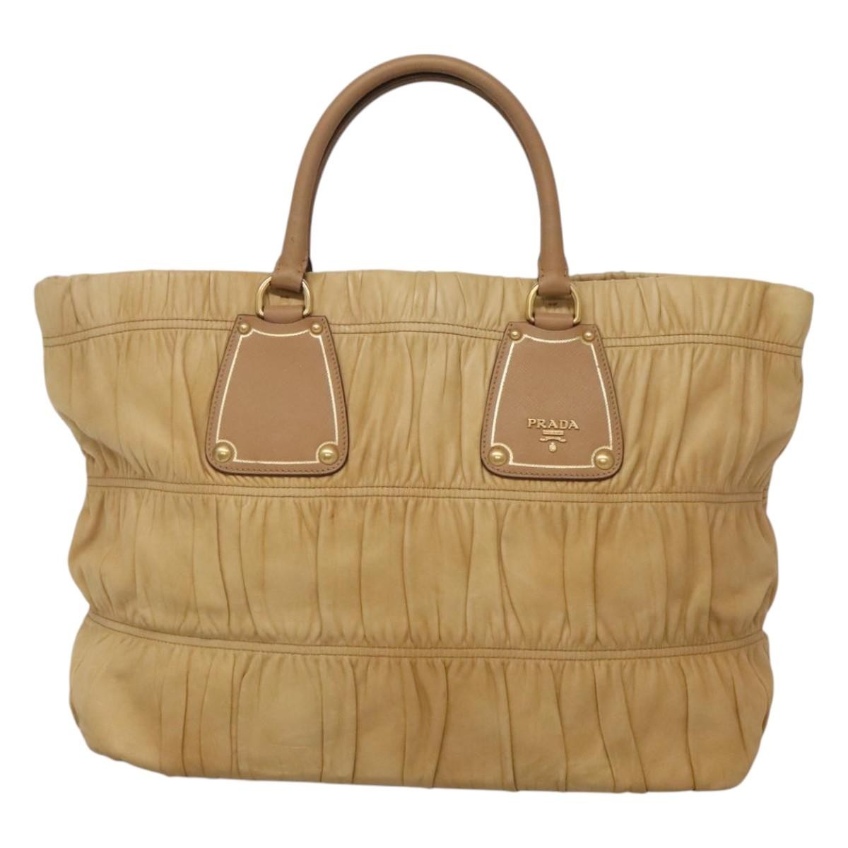 Prada Gaufre Tote Nappa Leather, BEIGE, LEATHER, Tote bag