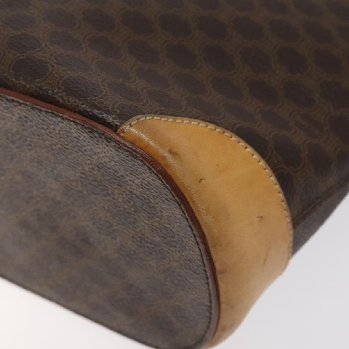 Celine Vintage Macadam Shoulder Bag Leather, BROWN, PVC,LEATHER,CANVAS, Shoulder bag