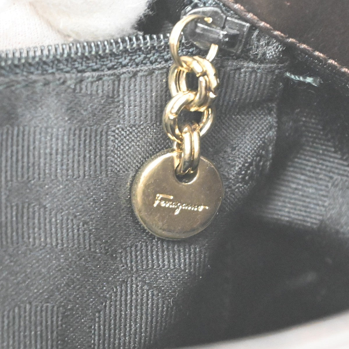 Salvatore Ferragamo Gancini Shoulder Bag Leather, Brown, Leather, Shoulder Bag