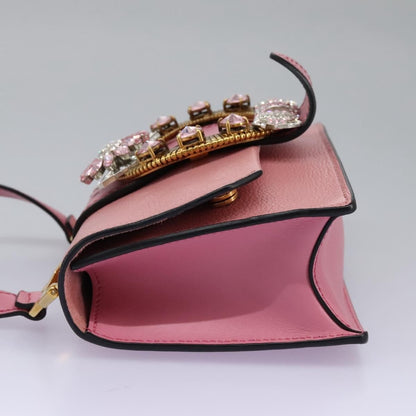 Miu Miu Madras Crystal Buckle Shoulder Bag Leather, PINK, LEATHER, Shoulder bag
