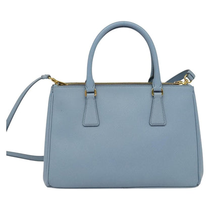 Prada Double Zip Lux Tote Saffiano Leather, BLUE, LEATHER, Handbag