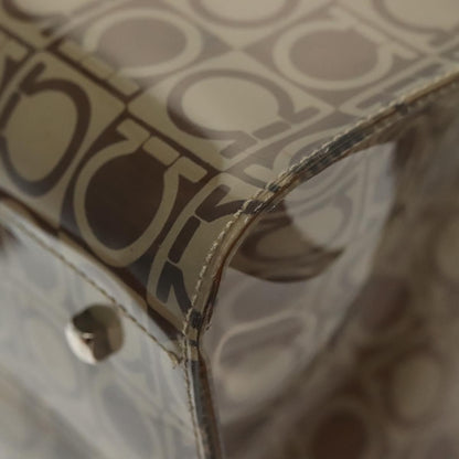 Salvatore Ferragamo Gancini Tote Vinyl, BROWN, SYNTHETIC, Tote bag