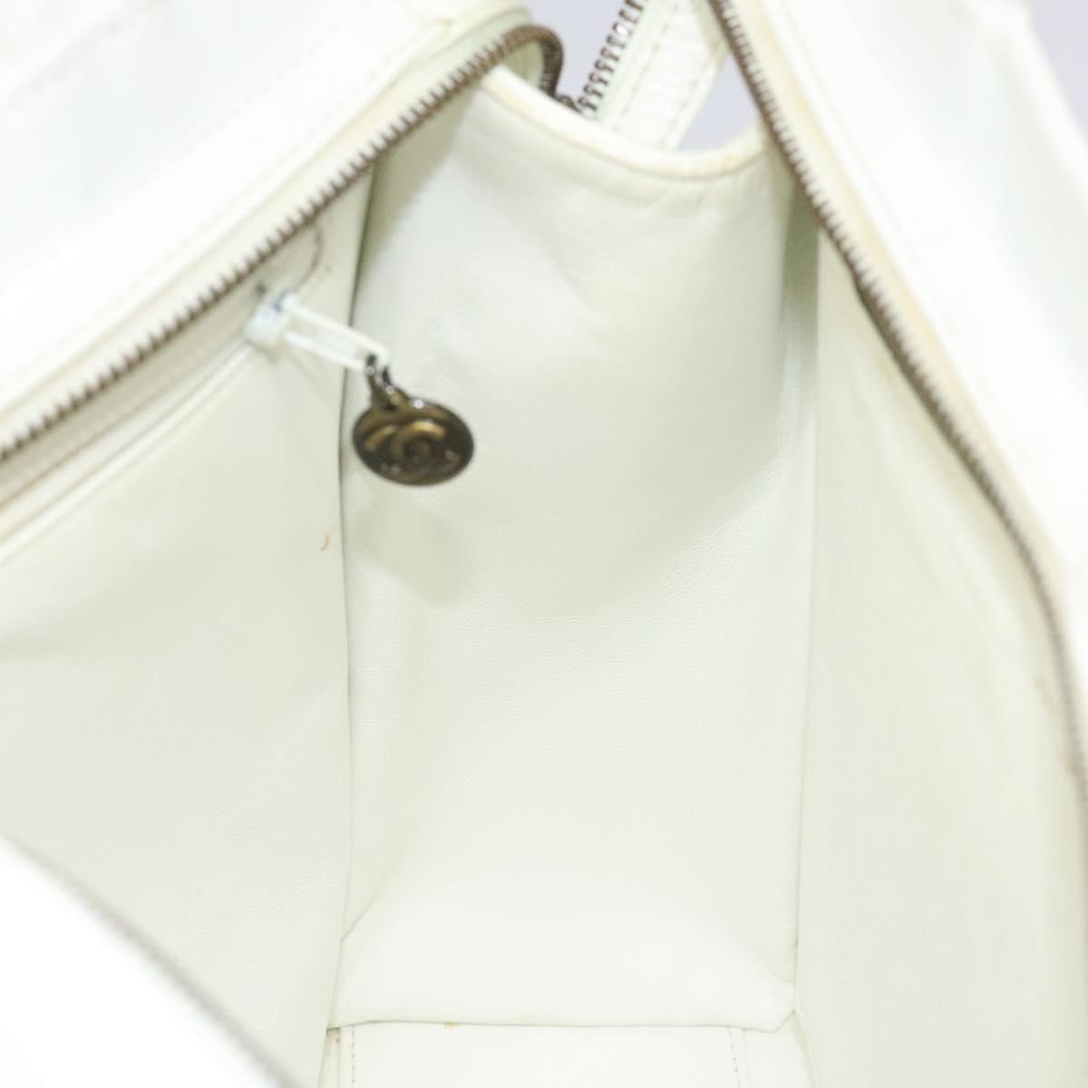 Chanel Vintage CC Lock Tote Caviar, WHITE, LEATHER, Shoulder bag