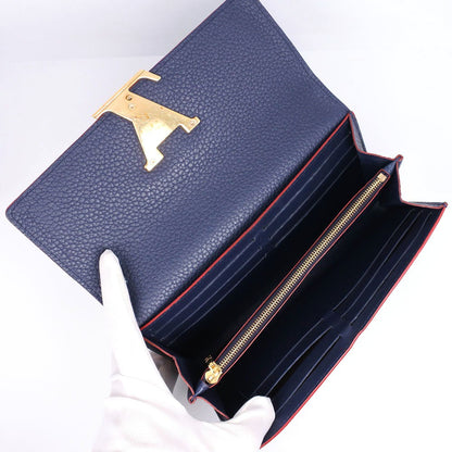 Louis Vuitton Capucines Long Wallet Leather, NAVY, LEATHER, Wallets