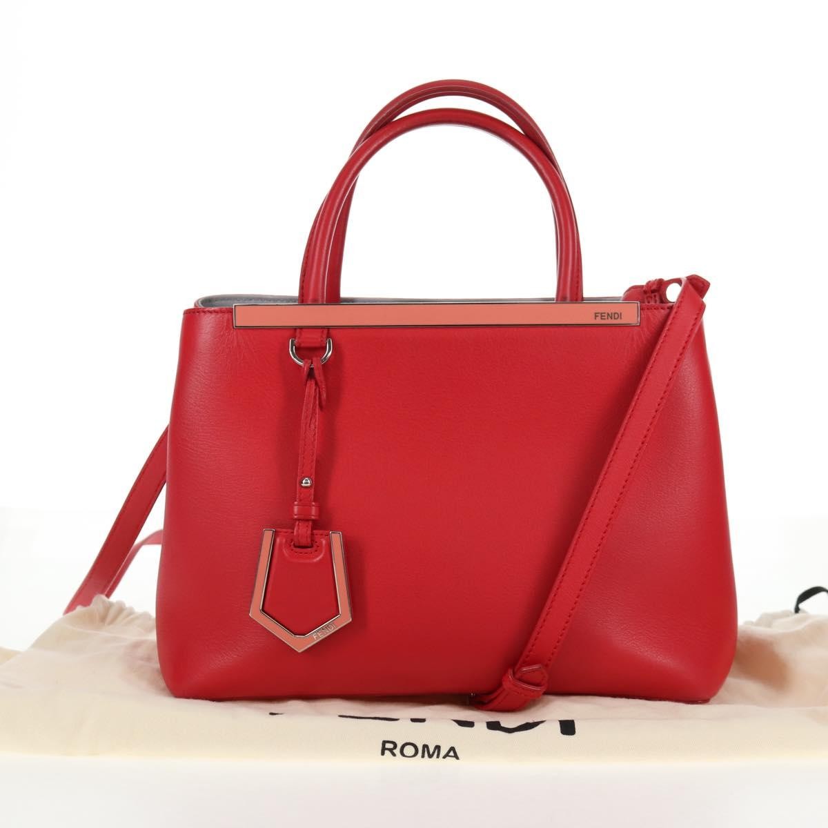 Fendi 2Jours Bag Leather, RED, LEATHER, Handbag