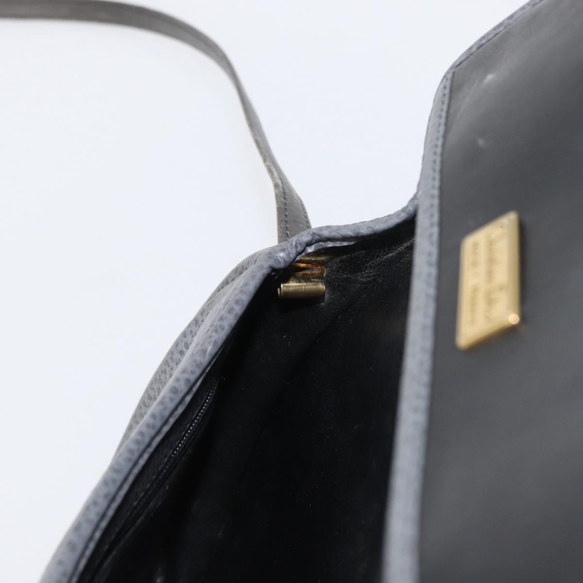 Christian Dior Vintage CD Logo Shoulder Bag Leather, GRAY, LEATHER, Shoulder bag